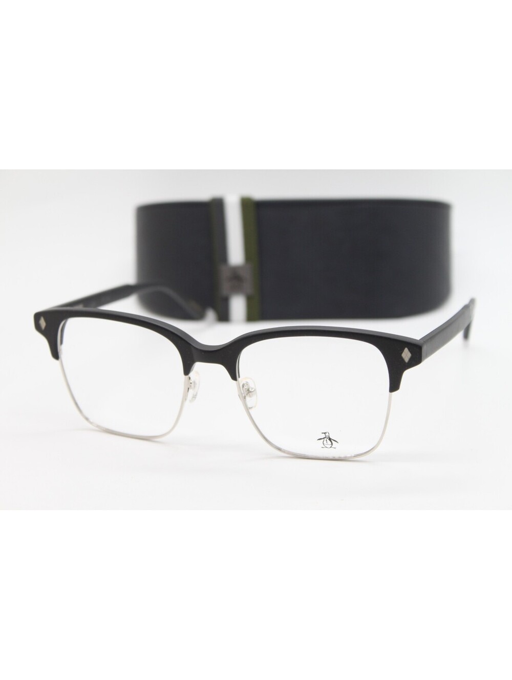 NEW PENGUIN THE WATNEY BK BLACK SILVER AUTHENTIC EYEGLASSES W/CASE 53-19